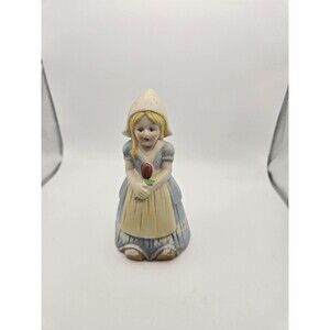 Dutch Girl Vintage Bell Figurine with Tulip Flower